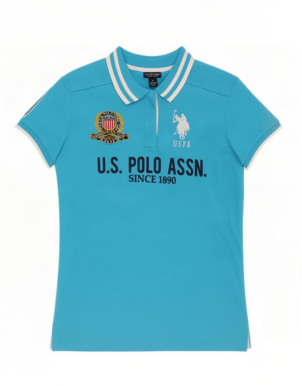 U.S. Polo Assn. Kvinders grafisk skjorte UK 14 Stor blå bomuld