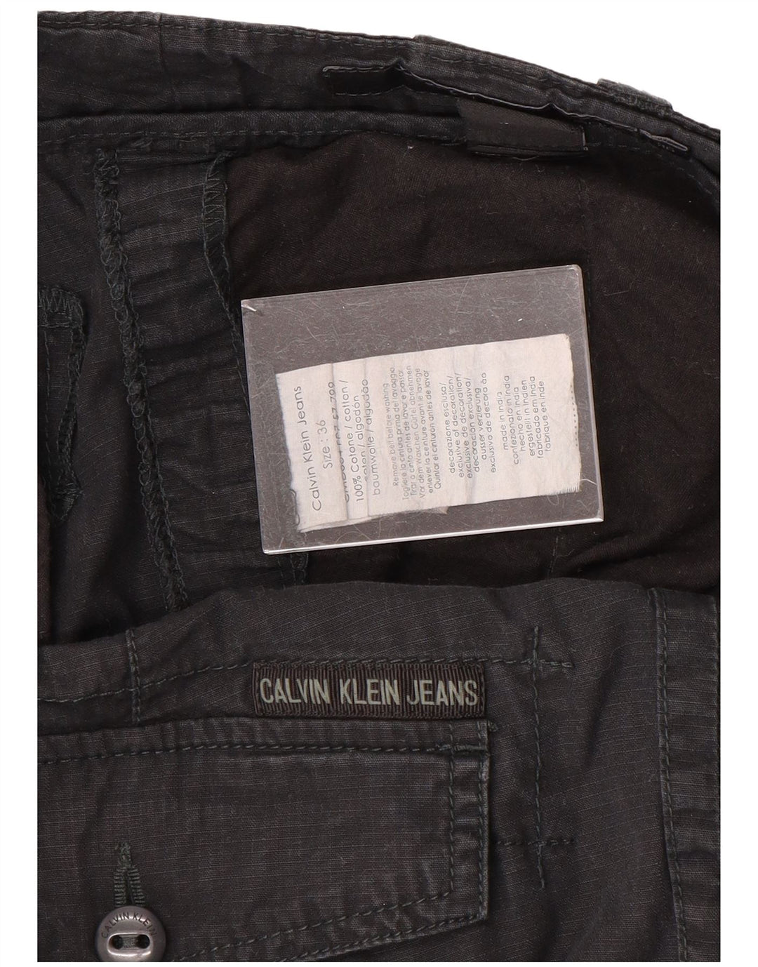 CALVIN KLEIN Herre Cargo Shorts W36 Large Black Bomuld