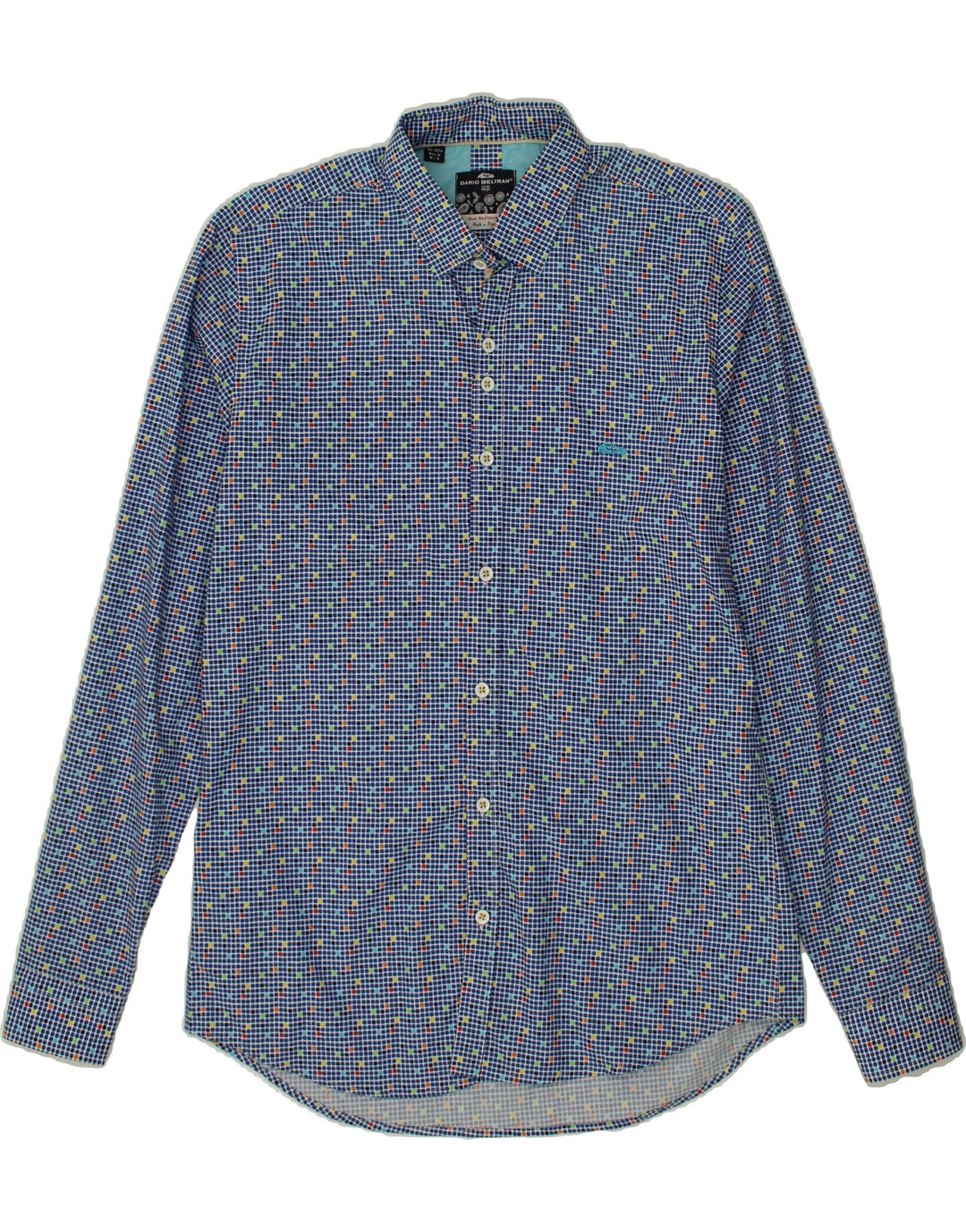 VINTAGE Mens Shirt Size 40 15 3/4 Medium Blue Spotted Vintage Vintage and Second-Hand Vintage from Messina Hembry 