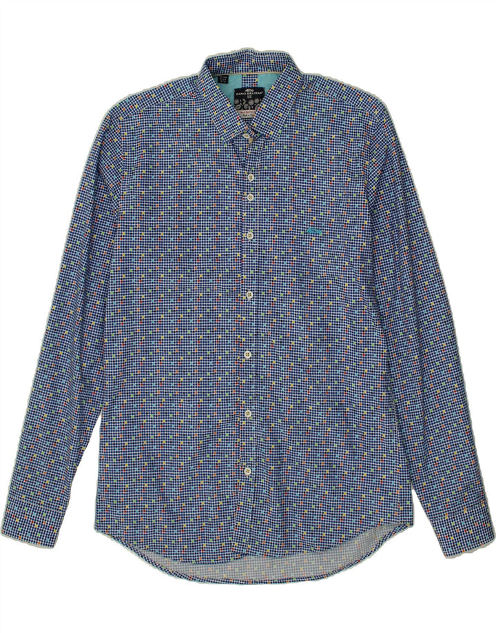 VINTAGE Mens Shirt Size 40 15 3/4 Medium Blue Spotted Vintage Vintage and Second-Hand Vintage from Messina Hembry 