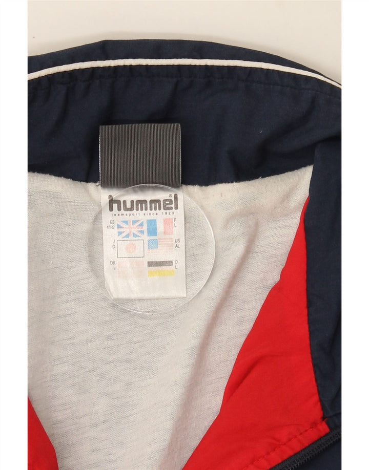 HUMMEL Mens Tracksuit Top Jacket UK 40/42 Large Navy Blue Colourblock Vintage Hummel and Second-Hand Hummel from Messina Hembry 