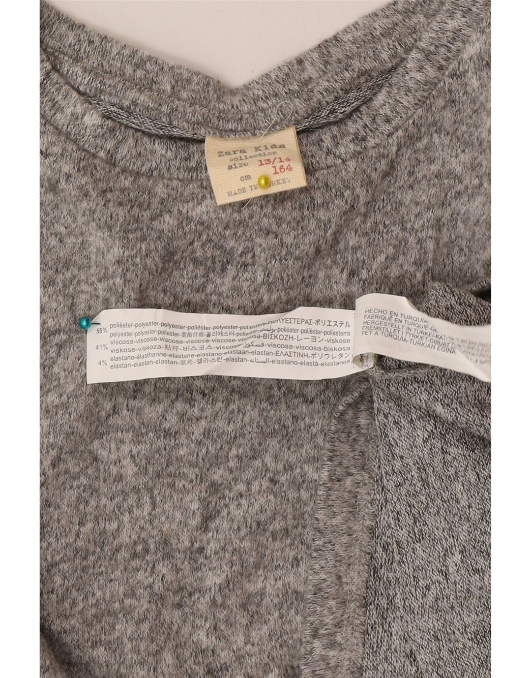 Zara Girl Top Langærmet 13-14 år Grå Flecked Polyester