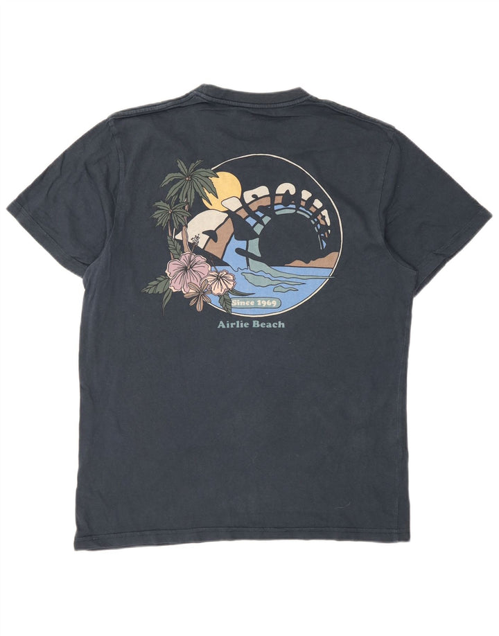 Rip Curl Herre Standard Fit Grafisk T-Shirt Top Lille Navy Blue Beach