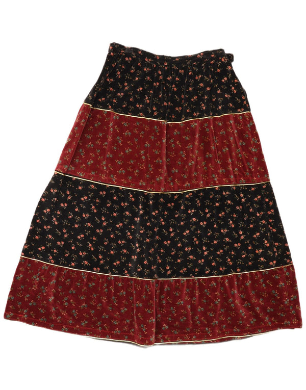 Vintage fløjlsnederdel til kvinder W30 Medium Red Floral