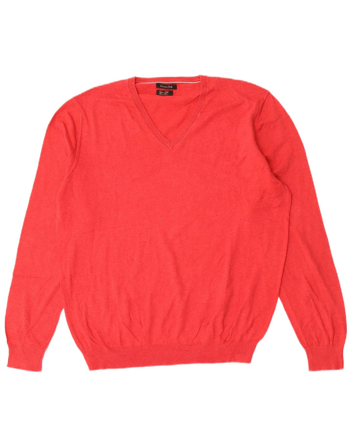 Massimo Dutti Herre V-hals sweater Stor Rød Bomuld