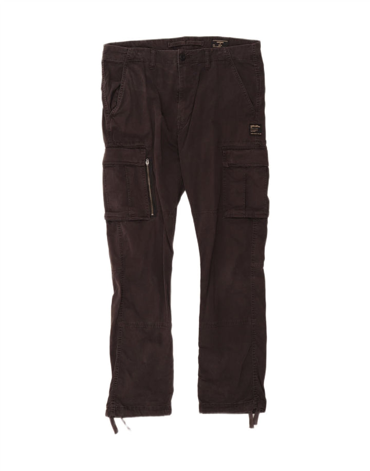 Superdry Straight Cargo-bukser til mænd W32 L29 sort bomuld