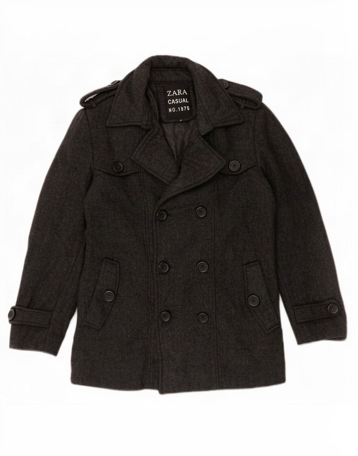 Zara Herre Pea Coat UK 38 Medium Grey