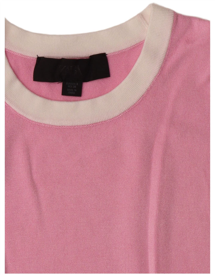 Zara Womens Crop Vest Tank Top UK 10 Small Pink