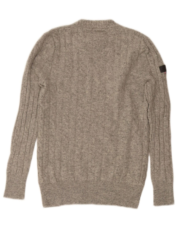 Superdry Sweater med rund hals til kvinder UK 10 Lille grå uld