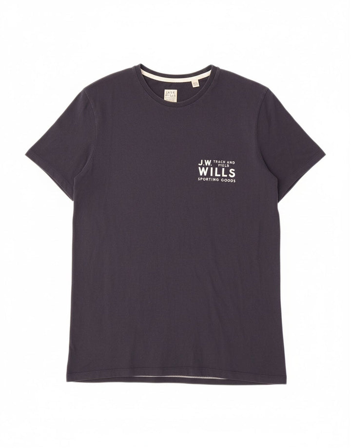 JACK WILLS Mens Soho Graphic T-Shirt Top Small Navy Blue