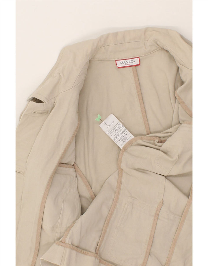 MAX & CO. Womens Utility Jacket UK 8 Small Beige Cotton Vintage Max & Co. and Second-Hand Max & Co. from Messina Hembry 