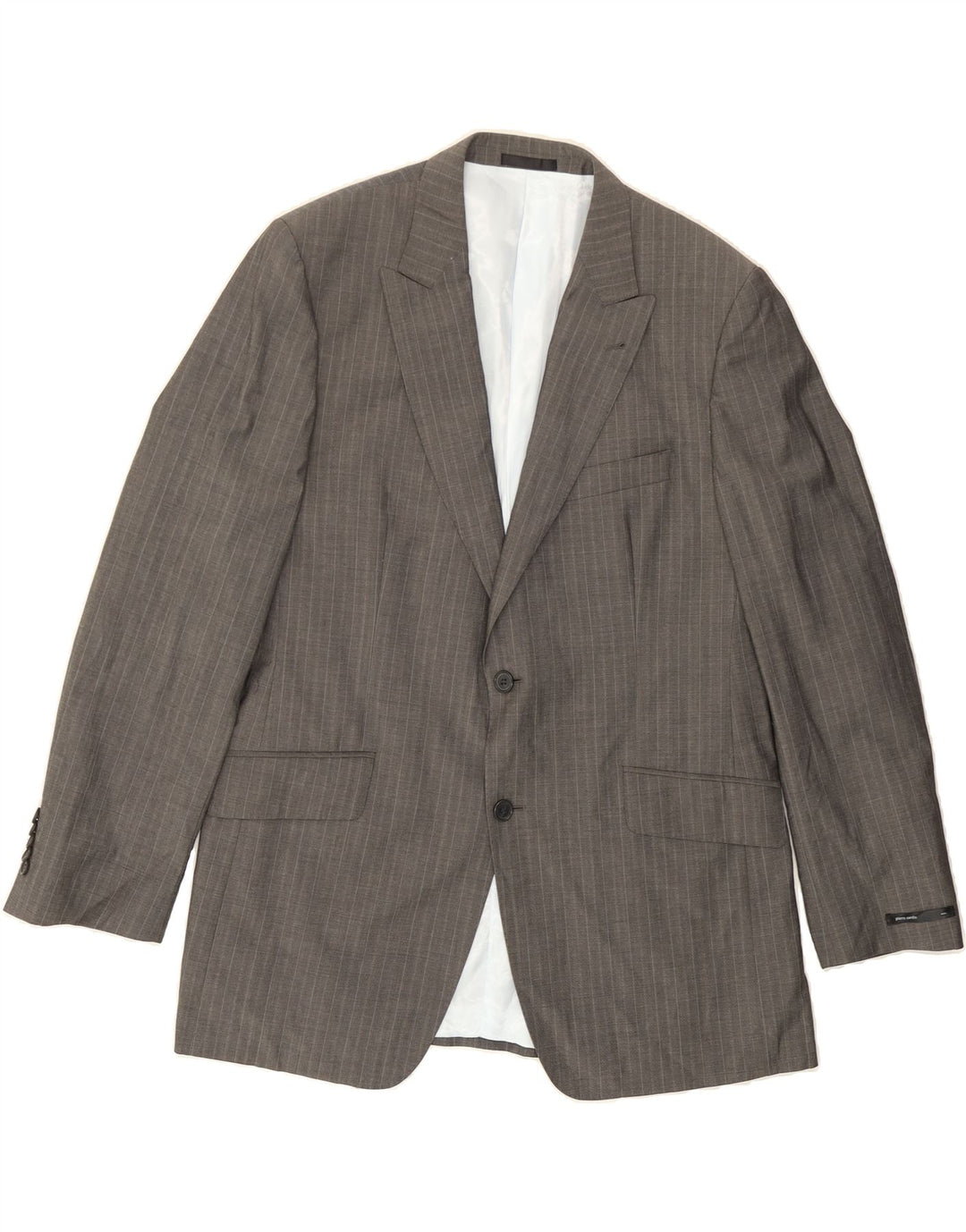 VINTAGE Mens 2 Button Blazer Jacket UK 40 Large Grey Striped Wool Vintage Vintage and Second-Hand Vintage from Messina Hembry 