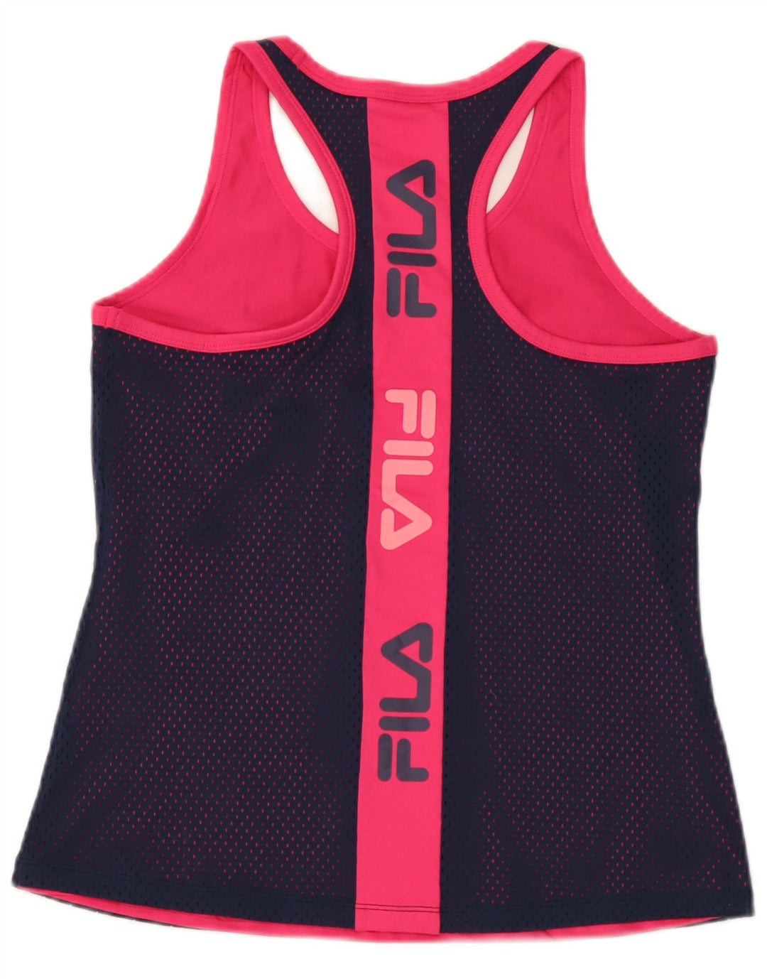 Fila Kvinders Grafisk Vest Top UK 12 Medium Navy Blue Colourblock Polyester
