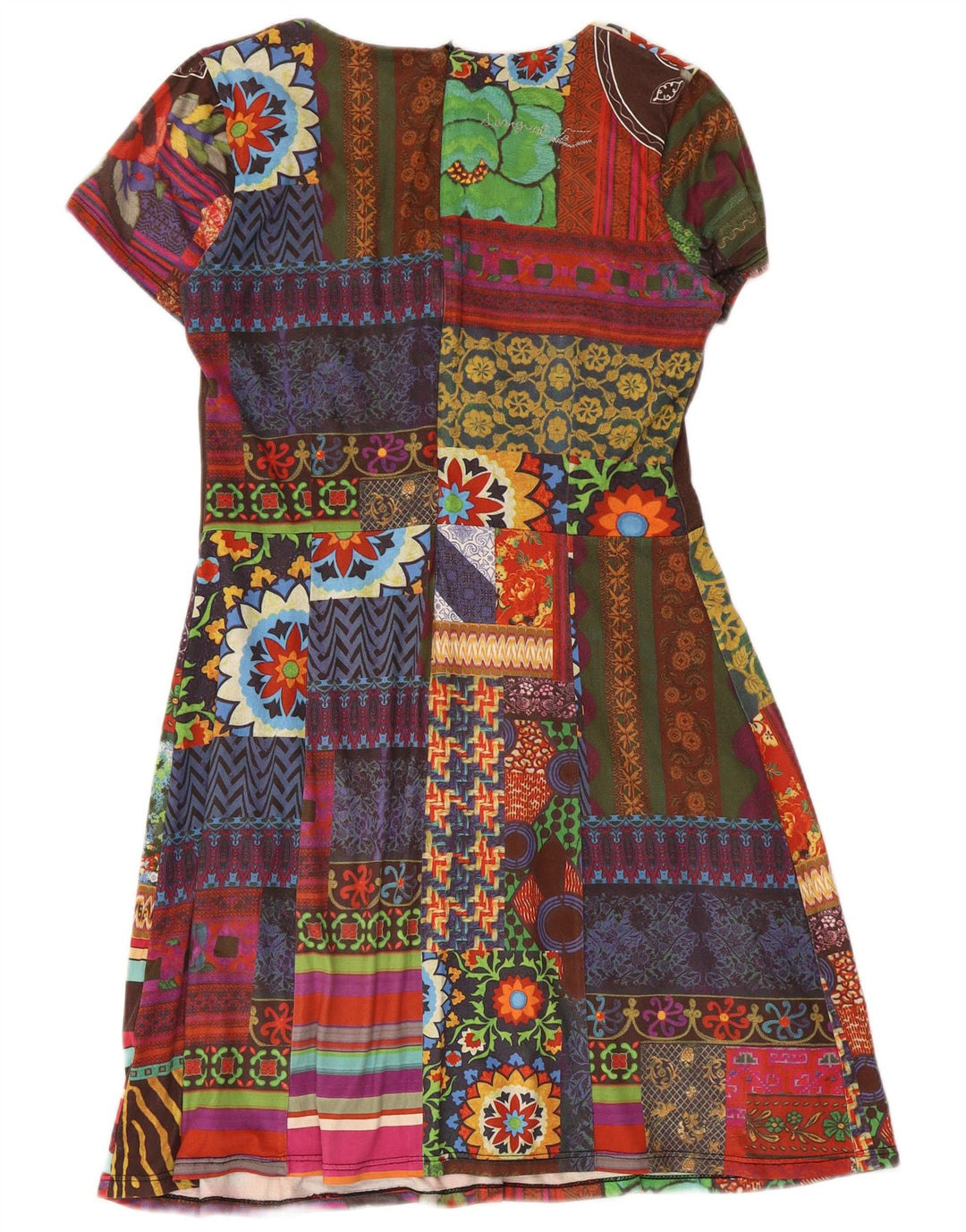 Desigual Kvinders Grafisk A-Line Kjole UK 14 Stor Flerfarvet Patchwork