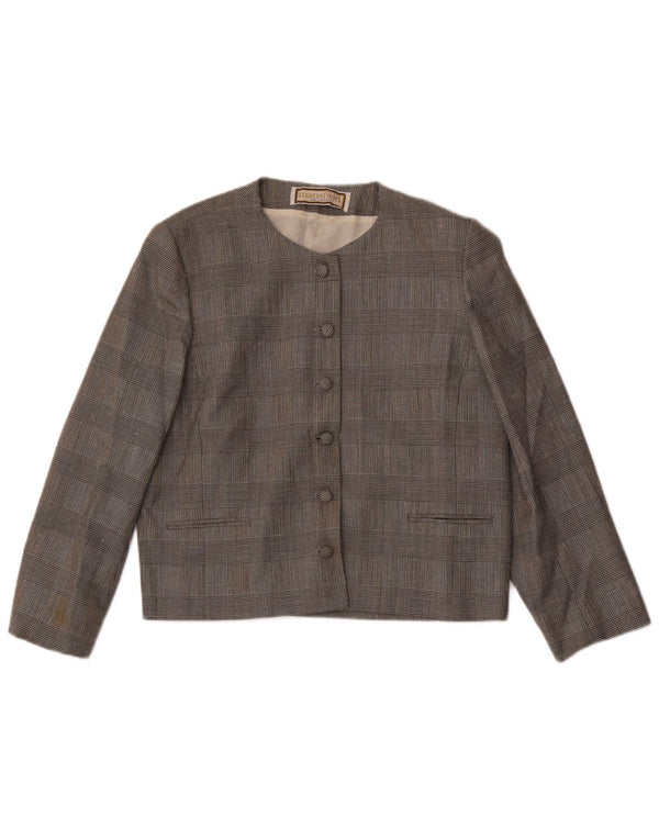 Mansfield Dame 6-knaps blazerjakke UK 18 XL Grå ternet polyester