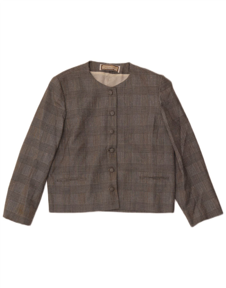 Mansfield Dame 6-knaps blazerjakke UK 18 XL Grå ternet polyester