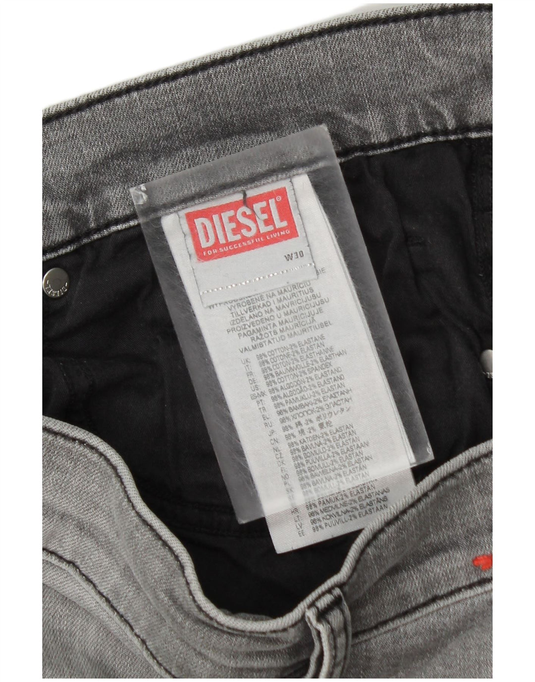 Diesel Slim Jeans til mænd W30 L30 Grå bomuld
