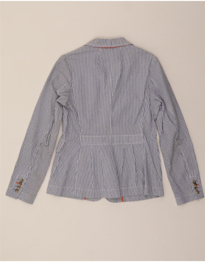 JOULES Womens 2 Button Blazer Jacket UK 10 Small Blue Pinstripe Cotton Vintage Joules and Second-Hand Joules from Messina Hembry 