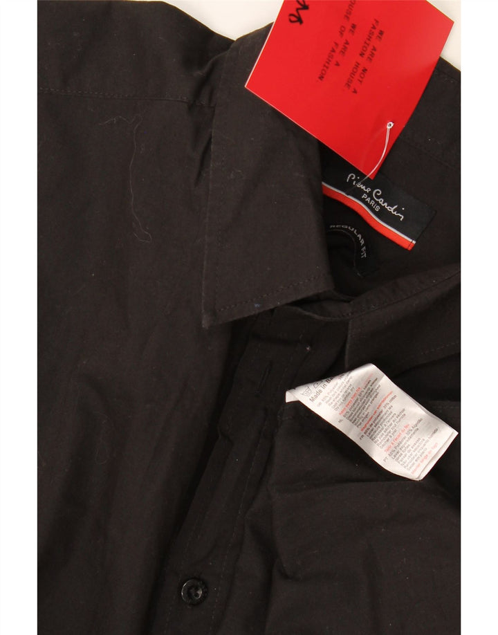Pierre Cardin Herre kortærmet Regular Fit skjorte Stor sort polyester