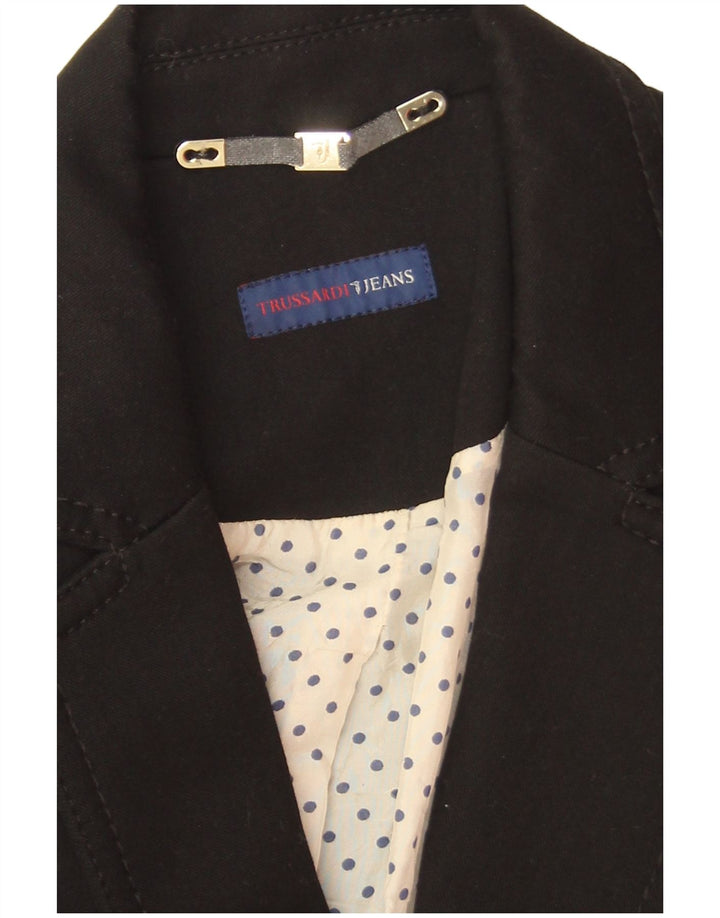 Trussardi Jeans Dame 2 Button Blazer Jacket UK 14 Medium Black
