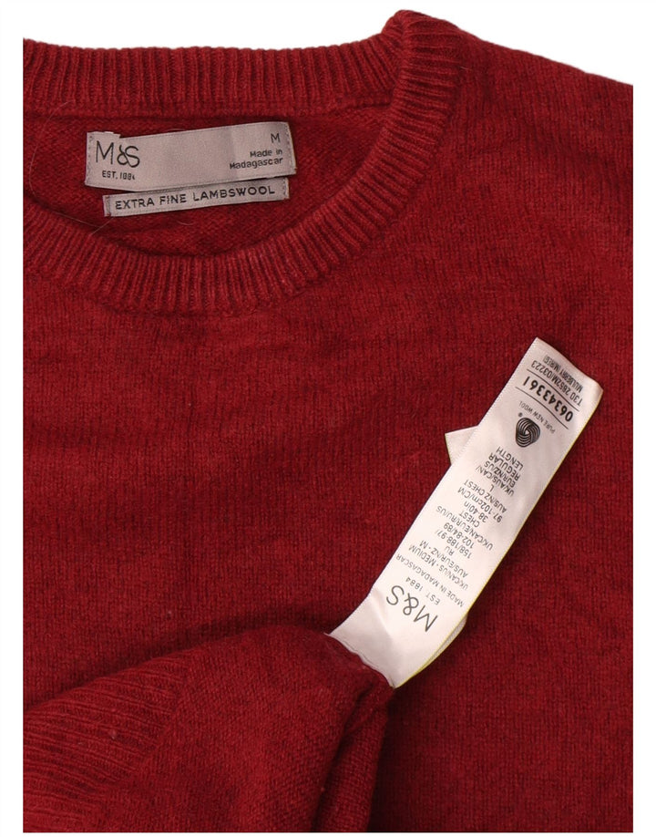 Marks & Spencer Herre sweater med rund hals, medium rød uld