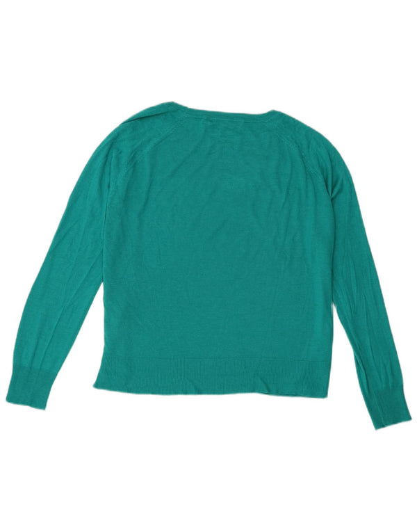 Zara Womens Boat Neck Jumper Sweater UK 14 Medium Turquoise Viscose