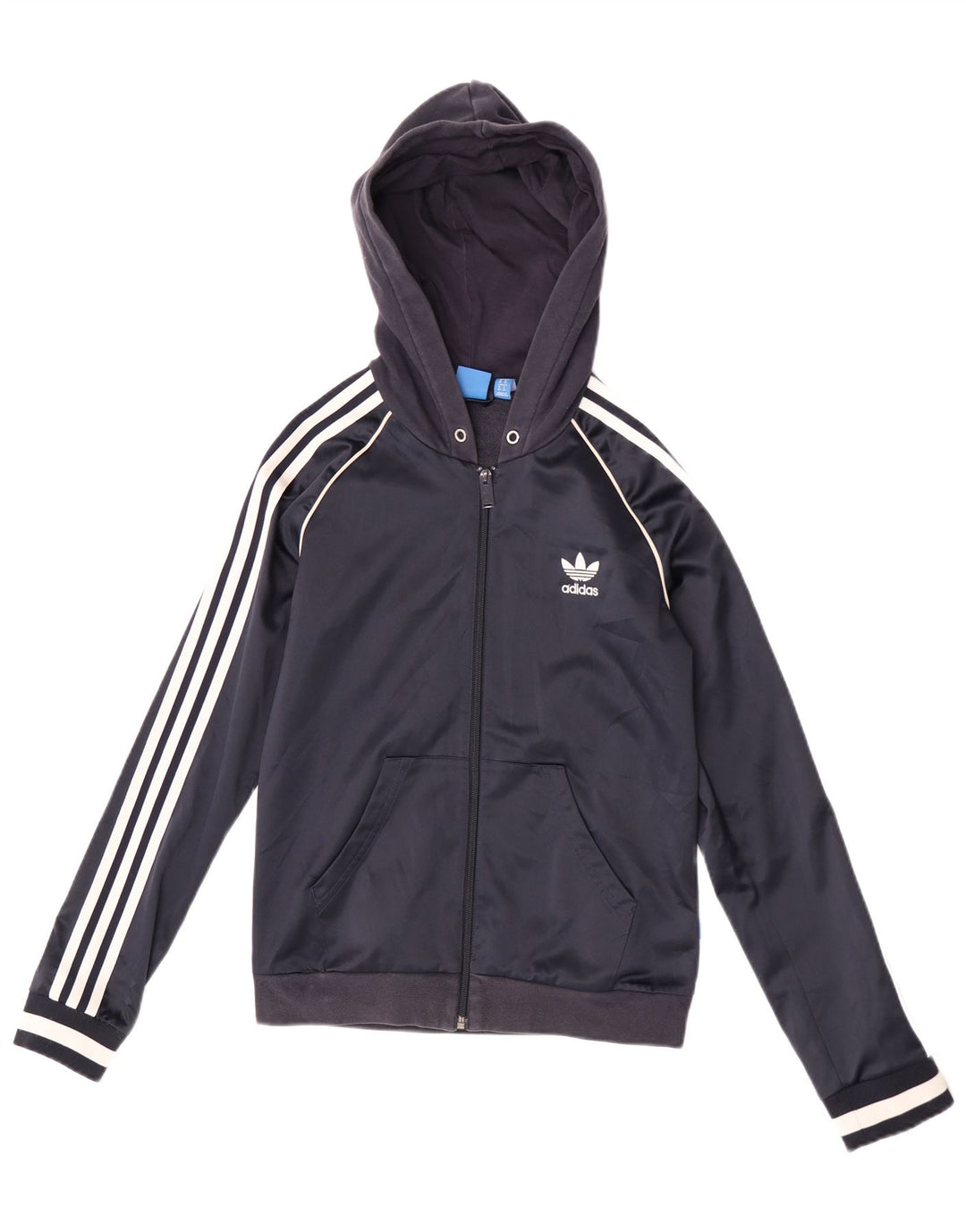 Adidas Dame Hættetræningsdragt Topjakke UK 10 Small Navy Blue Polyester