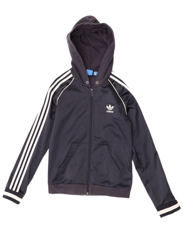 Adidas Dame Hættetræningsdragt Topjakke UK 10 Small Navy Blue Polyester