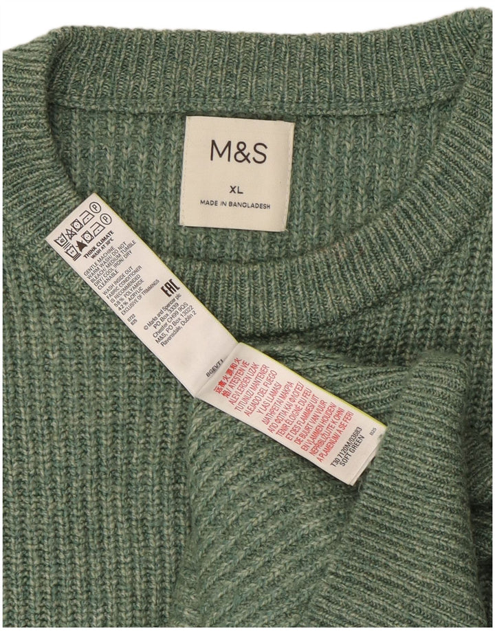 Marks & Spencer Herre sweater med rund hals XL Grøn polyamid