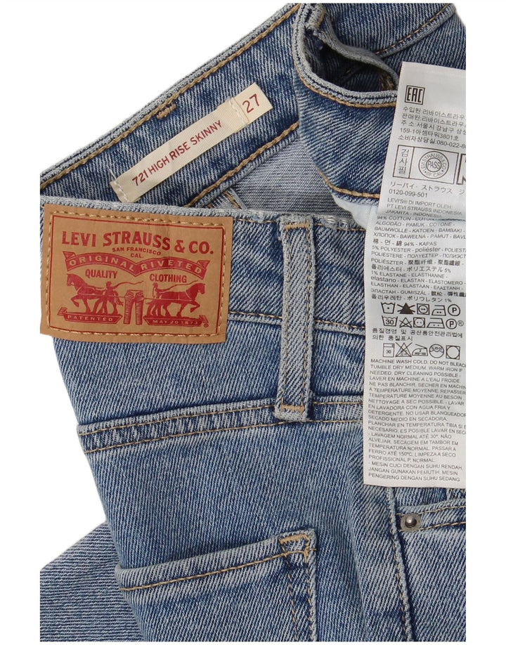 Levi's Dame 721 Skinny Jeans med høj talje W27 L32 blå bomuld