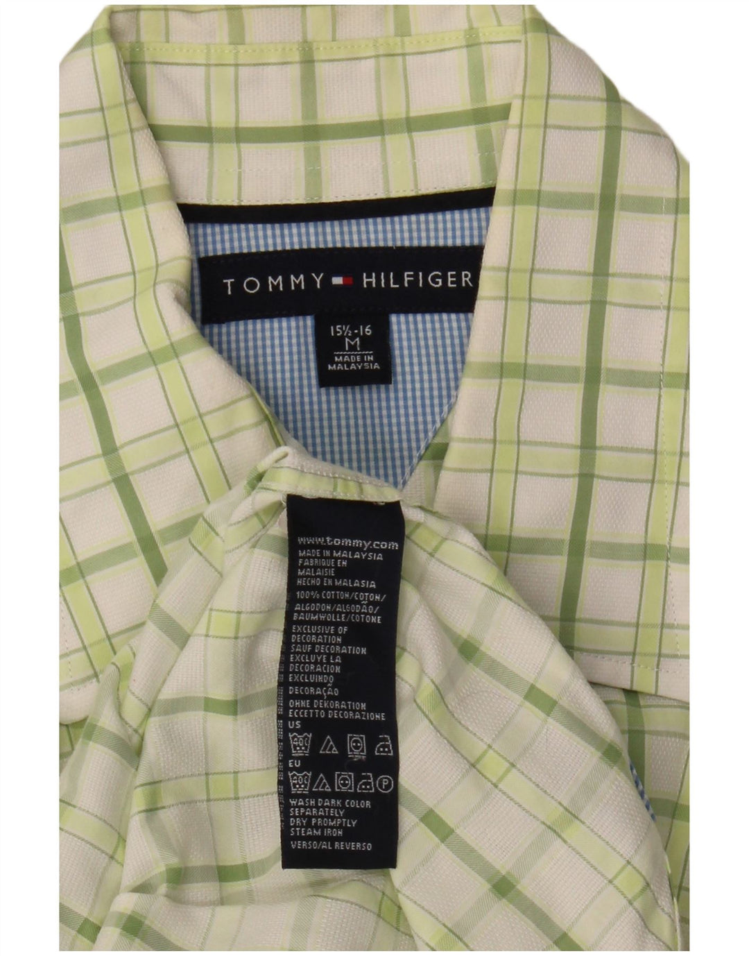 Tommy Hilfiger Herreskjorte Str. 15 1/2 16 Medium Grøn Ternet Bomuld