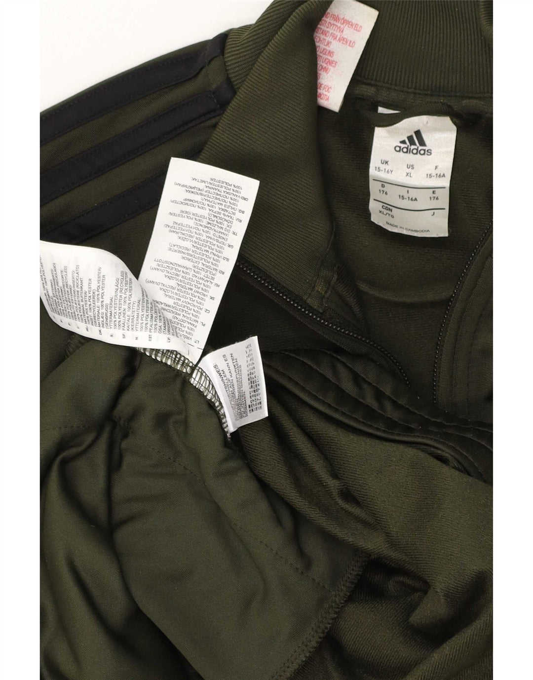 Adidas Drenge Træningsdragt Topjakke 15-16 År Grøn Polyester