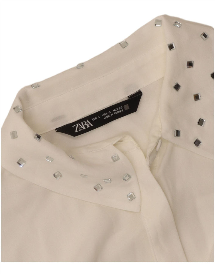 Zara Womens Loose Fit Shirt UK 10 Small Off White Modern