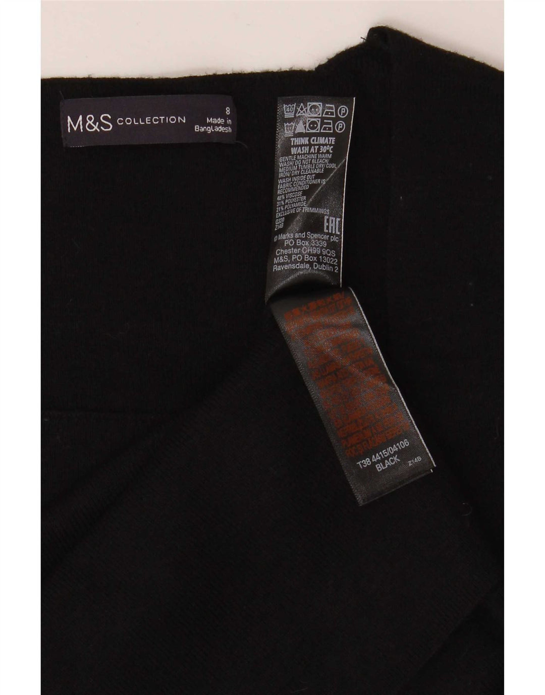 Marks & Spencer T-shirt top til kvinder UK 8 Small Black Viscose