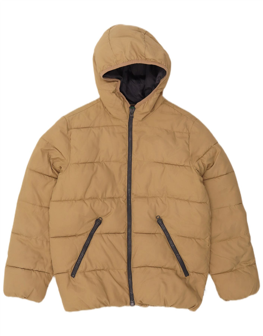 BENETTON drenge hættejakke 11-12 år 2XL beige polyester