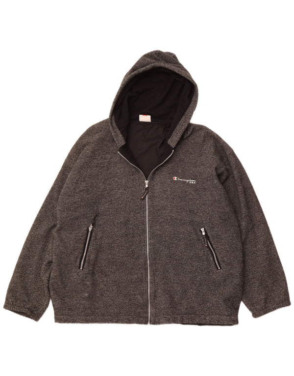 CHAMPION Herre hættejakke i fleece UK 42 XL Grå nålestribet polyester