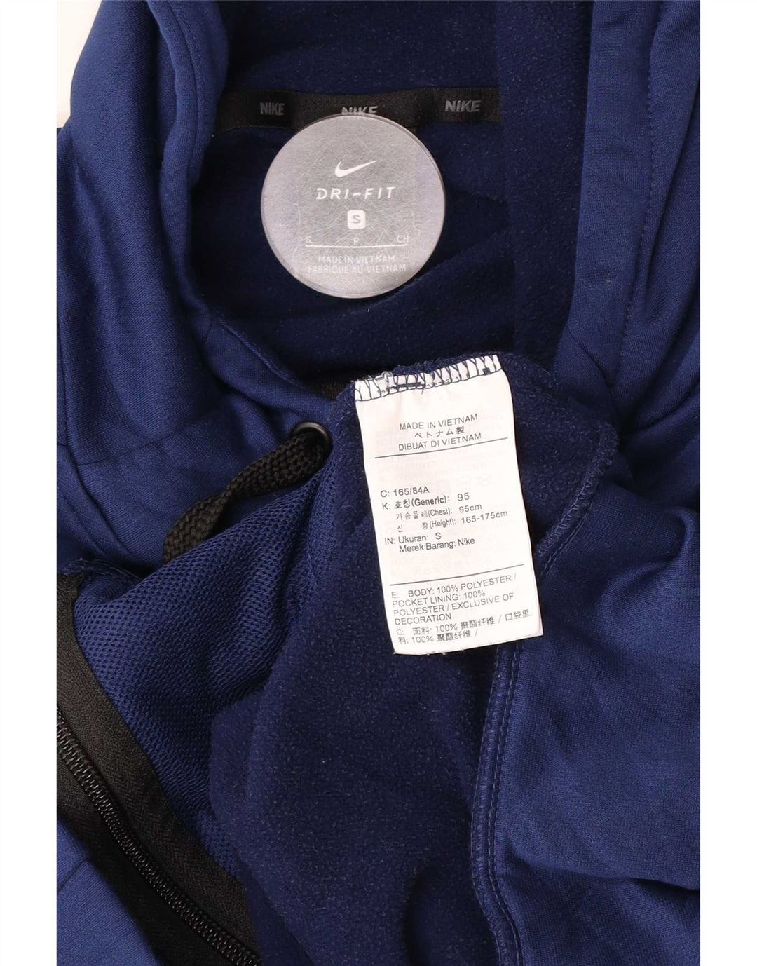 Nike Herre Dri Fit Hættetrøje Sweater med lynlås, lille marineblå polyester