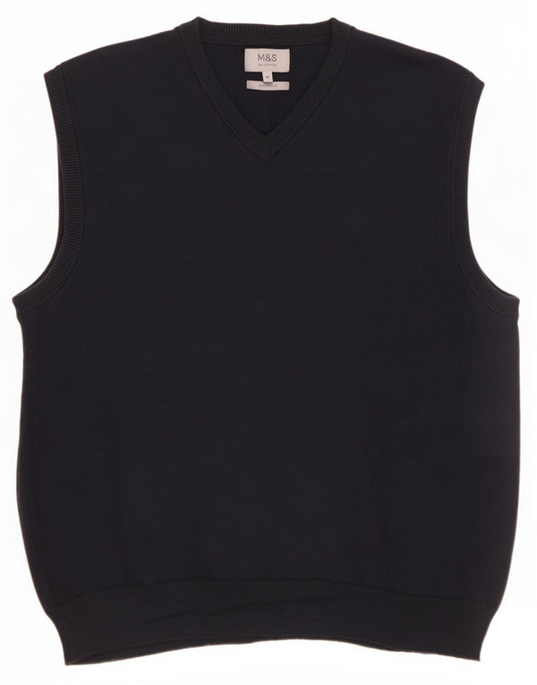 Marks & Spencer Mens Vest Tank Top XL Navy Blue Cotton