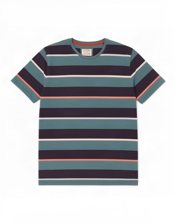 Fat Face Herre T-Shirt Top 2XL Blå Stribet Bomuld