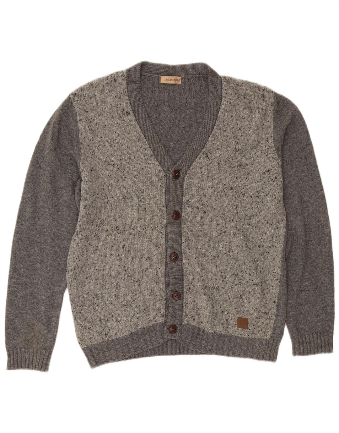 Il Granchio Herre Cardigan Sweater IT 50 Medium Grey Flecked Wool