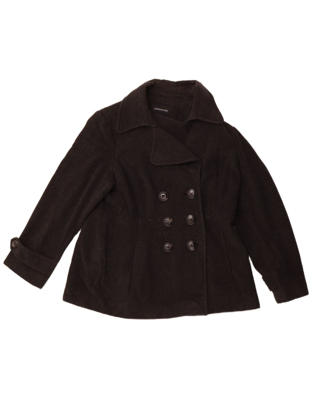 LONDON FOG Womens Pea Coat UK 18 XL Sort Uld