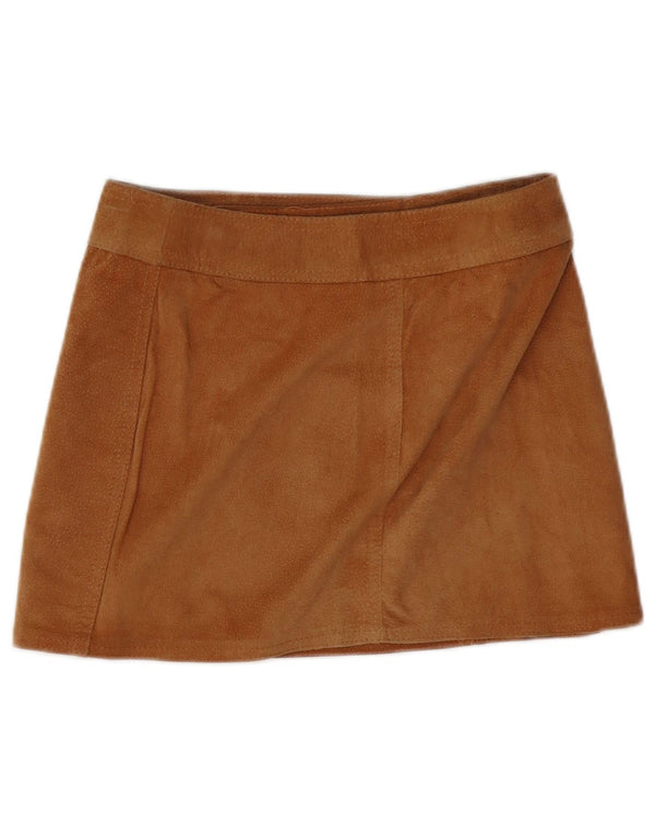 ONYX Dame Ruskind Mini Wrap Skirt IT 42 Medium W28 Brunt Læder