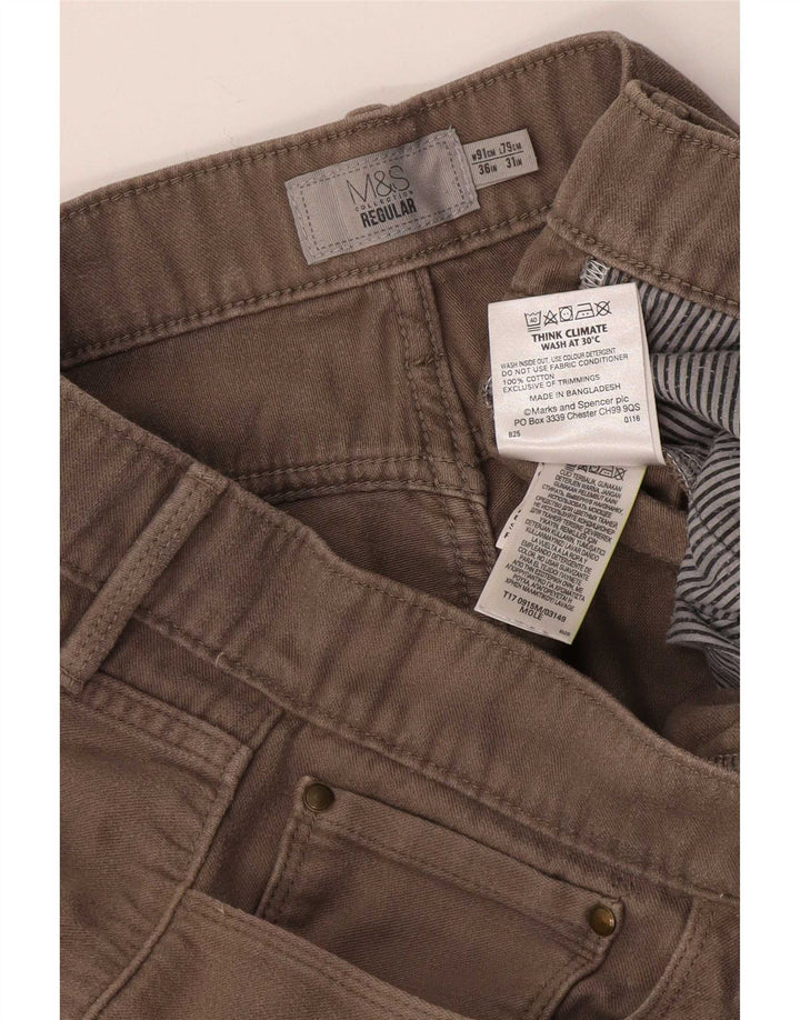 Marks & Spencer Herre Regular Casual Bukser W36 L31 Beige Bomuld