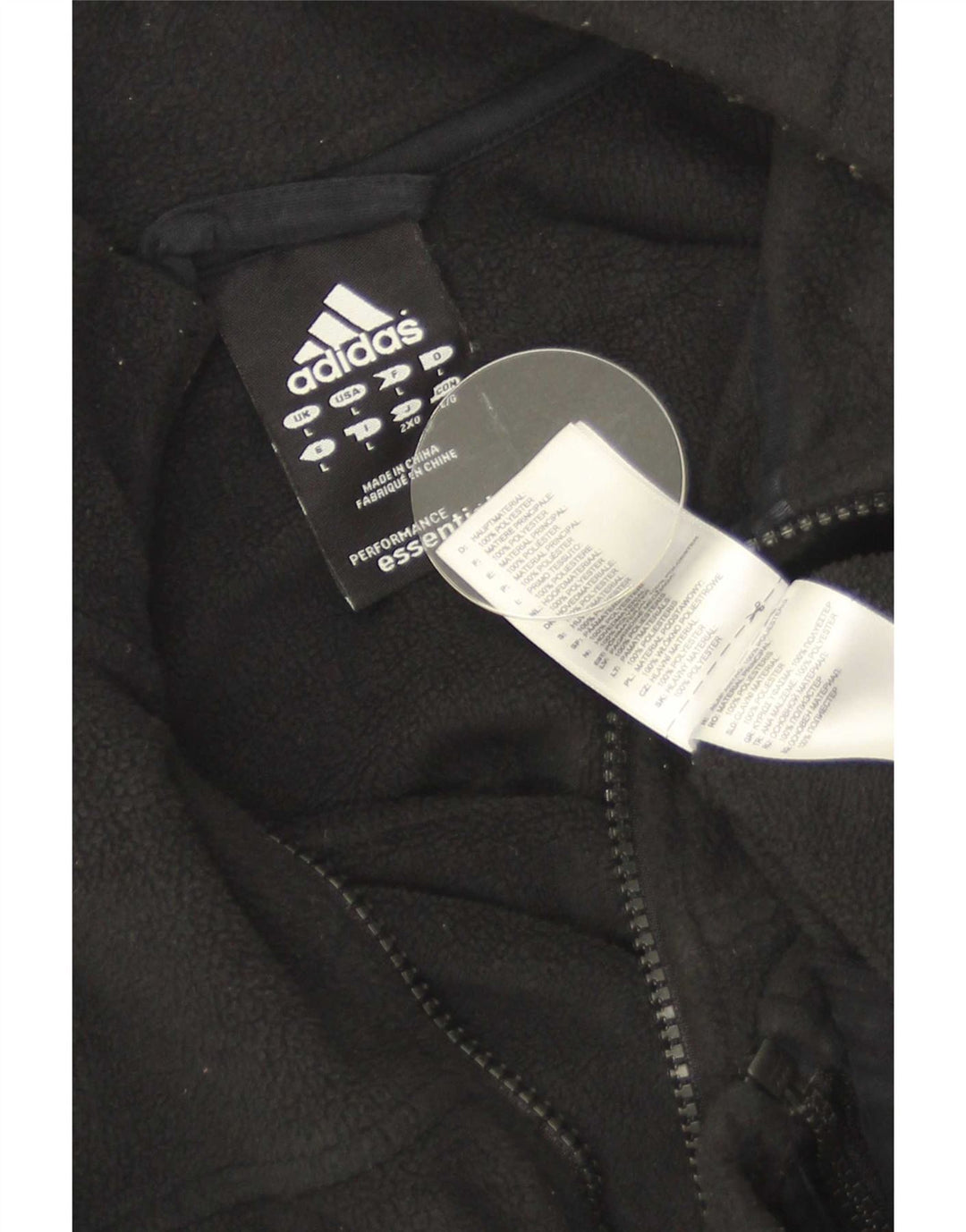 Adidas Herre Fleecejakke UK 40 Stor Sort Polyester