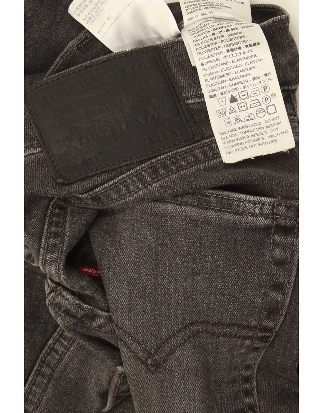 Levi's Herre 511 Slim Jeans W32 L32 Sort Bomuld