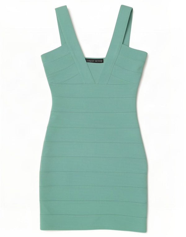 Topshop Womens Petite Ærmeløs Bodycon Kjole UK 10 Small Green Polyester