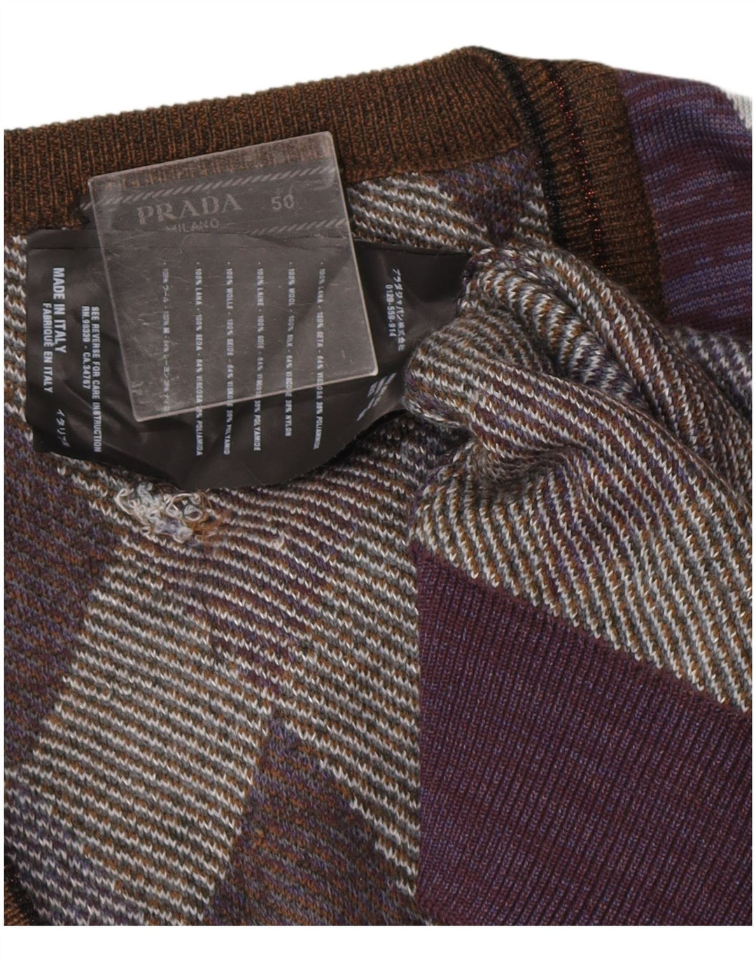 Prada Herre V-hals sweater IT 50 Medium Lilla Designer