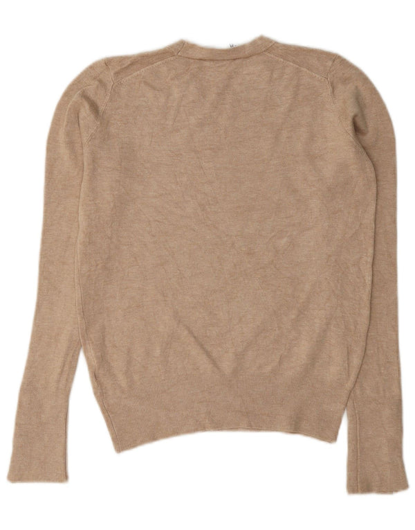 Zara Womens Oversized Crew Neck Jumper Sweater UK 10 Small Beige Viscose