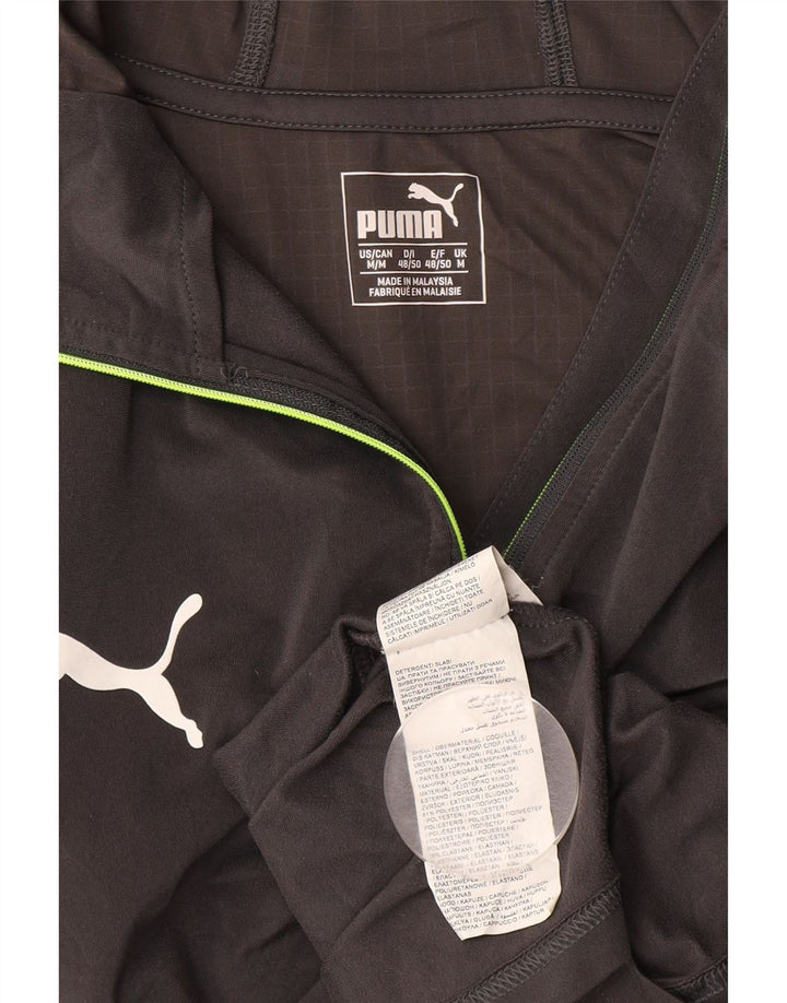 PUMA Herre Hooded Zip Neck Pullover Træningsdragt Top Medium Grey Colourblock