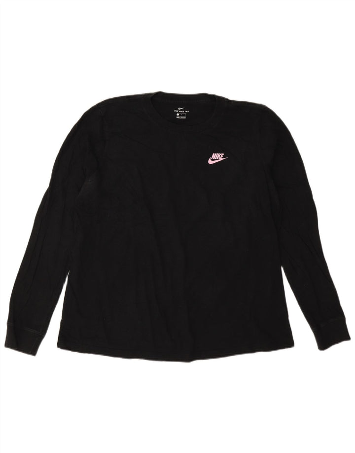 NIKE Dametop Langærmet UK 16 Stor Sort Bomuld
